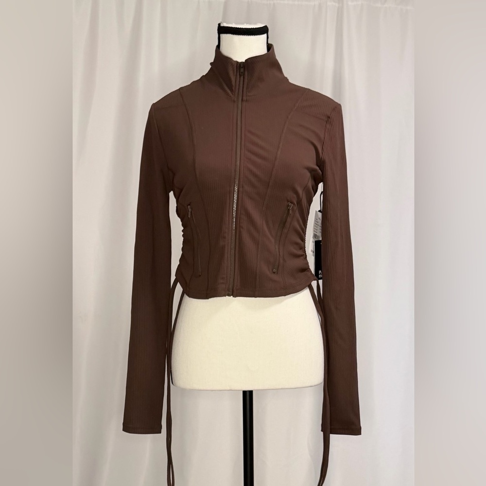 NWT PacSun Chocolate Brown Lightweight Active Zip Jacket  Small S Athleisure